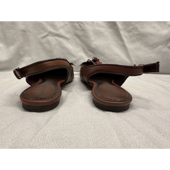 Sam & Libby women’s 6M brown flats open heel flower accent adjustable ankle - Picture 3 of 16